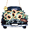 Wood Hanging Wall Decorations, with Jute Twine and Plastic Hook, Car, 161x196x4.5mm, Hole: 4mm