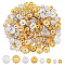 HOBBIESAY 240Pcs 8 Styles Iron & Brass Rhinestone Spacer Beads, Waves Edge, Rondelle, Golden & Silver, 6~12x3~10mm, Hole: 1.5~2.5mm, 30Pcs/style