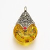 Teardrop Tibetan Style Pendants X-TIBEP-N007-01-3