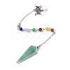 Natural Green Aventurine Hexagonal Pointed Cone Dowsing Pendulum Pendants G-G983-05P-03-2