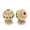 Brass Micro Pave Cubic Zirconia Beads X-KK-K244-19G-2