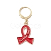 AIDS Awareness Ribbon Alloy Enamel Pendant Locking Stitch Markers HJEW-JM01418-4