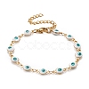 Enamel Oval with Evil Eye Link Chains Bracelet BJEW-P271-04G-02-1