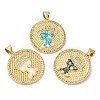 Rack Plating Brass Micro Pave Cubic Zirconia Pendants KK-P268-07G-1
