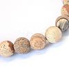 Frosted Natural Picture Jasper Round Bead Strands G-E334-8mm-26-2