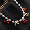 Brass Micro Pave Clear Cubic Zirconia Beaded Necklaces NJEW-Z059-04G-04-1