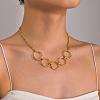 304 Stainless Steel Multi Ring Link Pendant Necklaces for Women JU1361-1-1