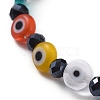 Handmade Evil Eye Lampwork Flat Round Beads Stretch Bracelets BJEW-JB05005-3