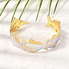 Ocean 304 Stainless Steel Enamel Fish Open Cuff Bangles for Women SA-CBA1A30-02B-G-1