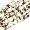Handmade Flower Printed Porcelain Ceramic Beads Strands PORC-J006-A06-2