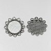 Vintage Tibetan Style Alloy Flower Brooch Cabochon Bezel Settings PALLOY-O037-45AS-1