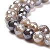 Electroplated Natural Botswana Agate Round Beads Strands G-L598-A03-01-4