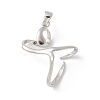 1Pc Rhodium Plated 925 Sterling Silver 2 Prongs Pendant Blank Cabochon Settings FIND-GO0001-76-1
