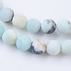 Frosted Natural Flower Amazonite Round Bead Strands X-G-E334-8mm-09-3