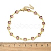 304 Stainless Steel Flat Round Acrylic Rhinestone Cup Chain Anklets for Women AJEW-B031-02G-01-5