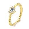Rack Plating Brass Micro Pave Cubic Zirconia Adjustable Rings RJEW-H228-02G-01-1