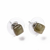 Natural Labradorite Ear Studs EJEW-K091-01P-01-2