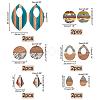 12Pcs 6 Style Resin & Walnut Wood Pendants RESI-PH0001-40-4