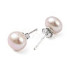 Natural Pearl Round Bead Stud Earrings EJEW-E298-01E-03P-2