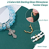 2Pcs 2 Colors 925 Sterling Silver Rhinestone Twister Clasps STER-HS0001-09-4