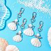 4Pcs 4 Styles Angel Alloy & Wire Wrapped Natural Shell Pendant Decorations HJEW-JM02017-2