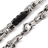 201 Stainless Steel Rectangle Byzantine Chain Necklace NJEW-F222-38EBP-01-2
