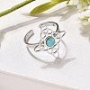 Synthetic Turquoise Finger Rings RJEW-I110-02P-01-3