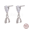 Anti-Tarnish Rhodium Plated 925 Sterling Silver Dangle Stud Earing Settings X-STER-K038-008P-6