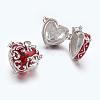 Red Heart Brass Prayer Wish Craft Photo Frame Locket Box Necklace Pendants X-KK-24X21-1