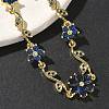 Brass Micro Pave Cubic Zirconia Flower & Leaf Link Chain Bracelets for Women BJEW-G764-03G-4