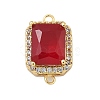 Rack Plating Brass Micro Pave Clear Cubic Zirconia Rectangle Connector Charms KK-A234-028-2