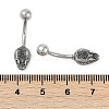 Snake Head 316 Surgical Stainless Steel Cubic Zirconia Belly Button Rings EJEW-G416-16AS-03-5