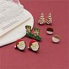 4 Pairs Santa Claus & Boot & Christmas Tree Printed Wood Stud Earrings EJEW-OY001-03-3