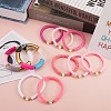 10Pcs 10 Style Handmade Polymer Clay Heishi Beaded Stretch Bracelets Set with Heart BJEW-SW00036-02-4