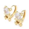 Clear Cubic Zirconia Bear Hoop Earrings EJEW-B027-02G-1
