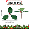 45Pcs Foam & Cloth Artificial Holly Leaves AJEW-SC0031-52A-2