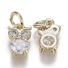 Brass Micro Pave Clear Cubic Zirconia Pendants ZIRC-Z003-03G-3