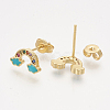 Brass Cubic Zirconia Stud Earrings EJEW-S201-169D-2