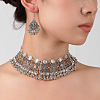 Retro Alloy Choker Necklace & Dangle Earring Sets for Women FS-WG4A54C-01-1