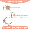 12Pcs 6 Styles Iron Rhinestone Hair Clips PHAR-HS0001-02-2
