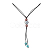 3Pcs 3 Styles Retro Glass & Porcelain & Alloy Snake Adjustable Nylon Cord Y Necklaces for Women NJEW-JN05360-3