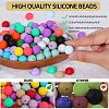 80Pcs 4 Style Round Silicone Focal Beads SIL-SZ0001-22E-3