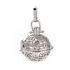 Eco-Friendly Hollow Brass Round Cage Pendants KK-L143-02-NR-4