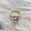 Square 304 Stainless Steel with Glass Finger Rings FS-WG8AAFA-14-1