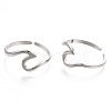 Non-Tarnish 304 Stainless Steel Sea Wave Cuff Rings X-RJEW-N038-115P-2