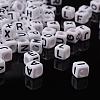 Mixed Letters White Letter Acrylic Cube Beads X-PL37C9308-5
