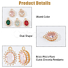 10Pcs 5 Colors Brass Micro Pave Cubic Zirconia Pendants KK-HS0015-57-4