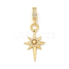 Brass Micro Pave Clear Cubic Zirconia Sun European Dangle Charms KK-U044-05G-1