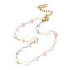Glass Round Beads & Natural Shell Barrel Beads Link Bracelets BJEW-G774-03G-4