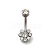 304 Stainless Steel Clear Cubic Zirconia Curved Barbell Belly Button Rings AJEW-D306-03P-06-2